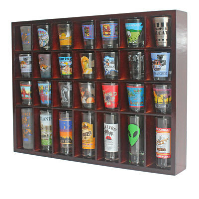 28 Shot Glass Display Case  Rack Wall Shelves Shadow Box Holder Cabinet, Sc11-ma