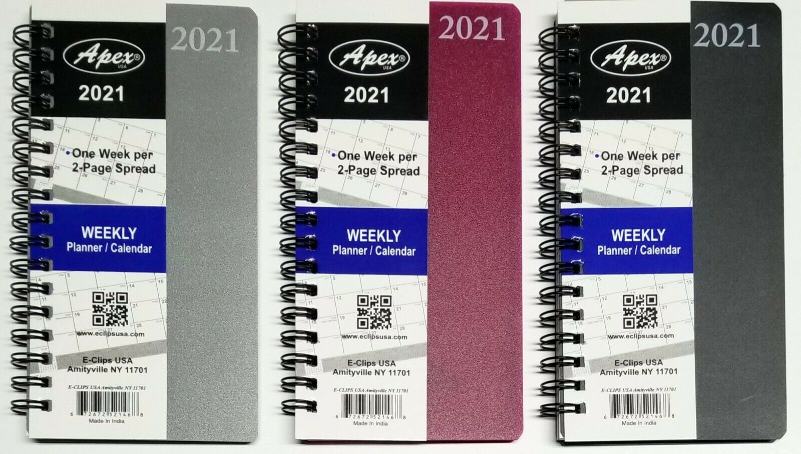 2021 Weekly/monthly Pocket Size Spiral Planner, Vinyl Cover, 3-1/2 In X 6-1/4 In