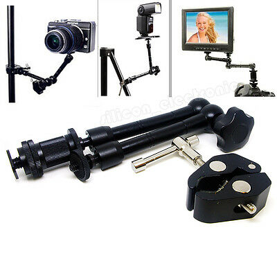 11" Articulating Magic Arm / Super Crab Clamp Plier Clip For Camera Monitor Lcd